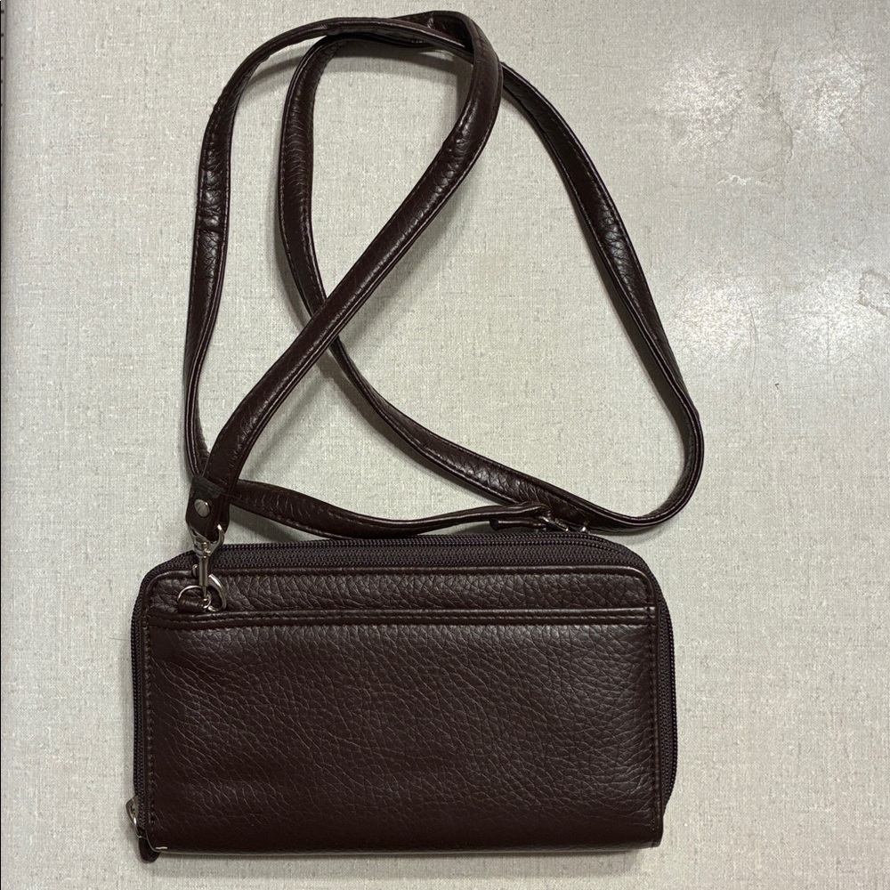 Brown Buxton Crossbody Wallet